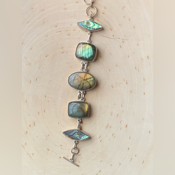 Labradorite & Abalone sterling silver Bracelet - Picture 3 of 4